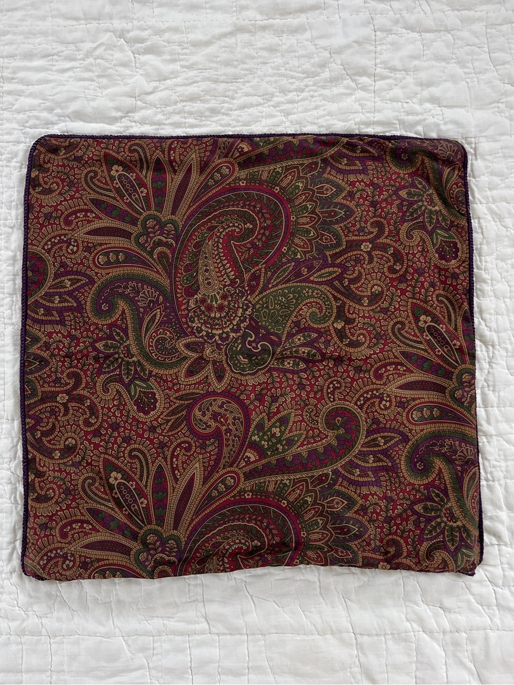 Ralph Lauren Bohemian Paisley Throw Pillow Cover Purple Burgundy Gold 18” Sateen